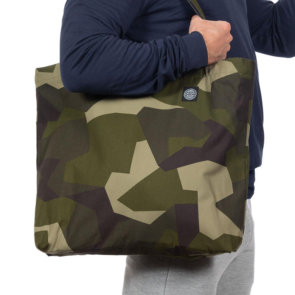 Puzzle Camo Print &amp; Denim Reversible Tote Bag - Made In USA