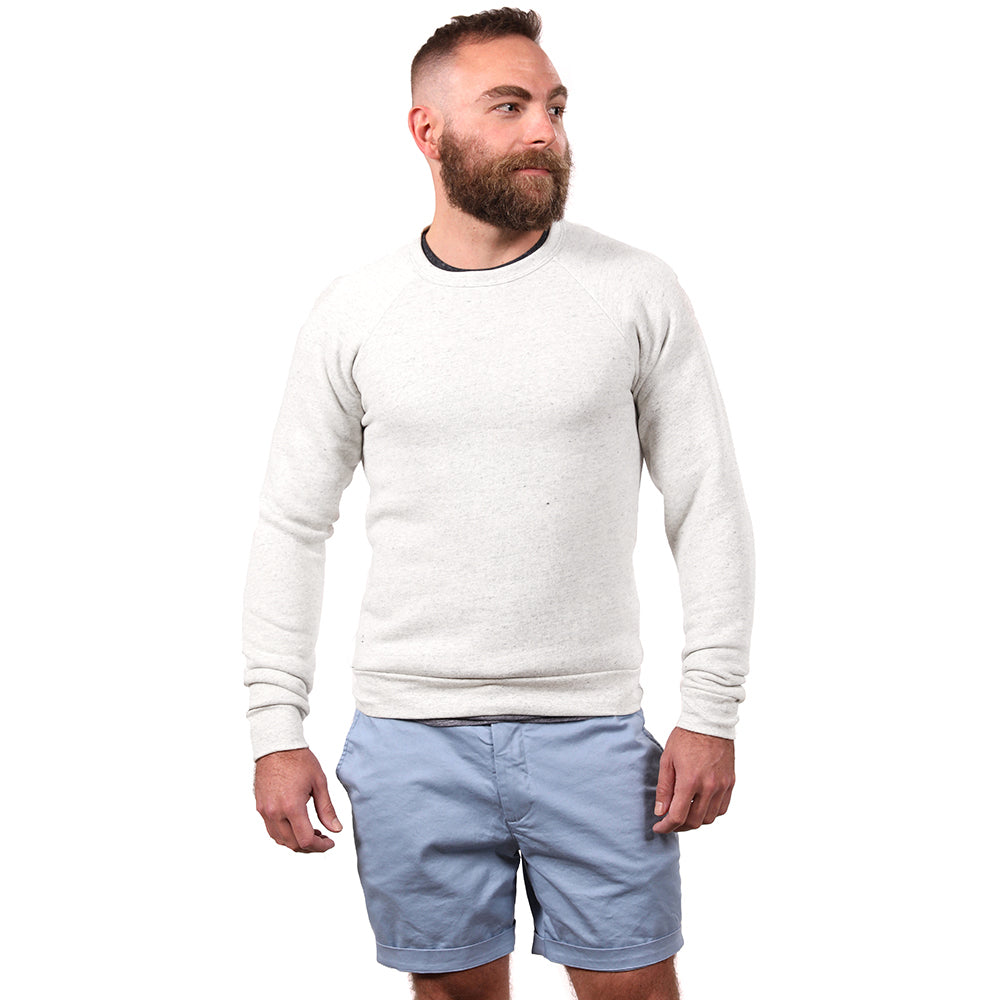 White Heather Salt &amp; Pepper Tri-Blend Raglan Sleeve Crewneck Sweatshirt