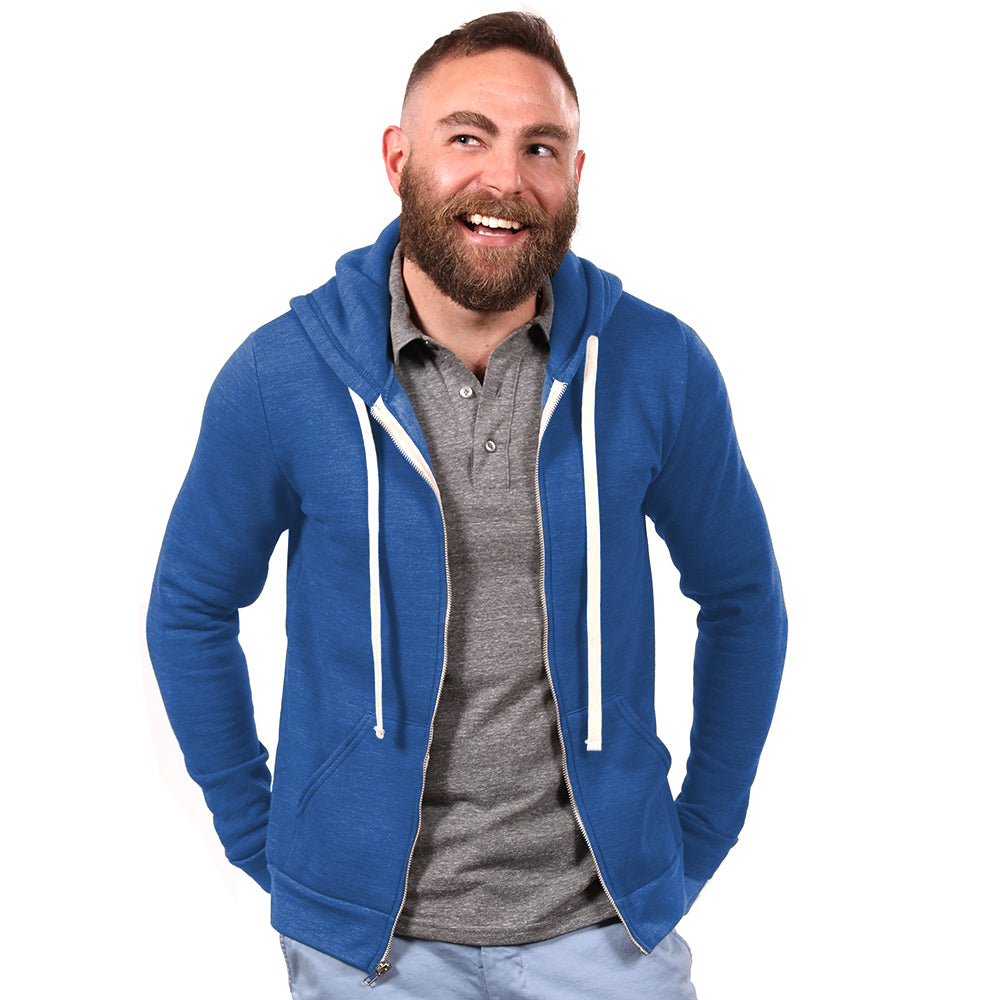 Royal Blue Marled Heather Full Zip Hoodie