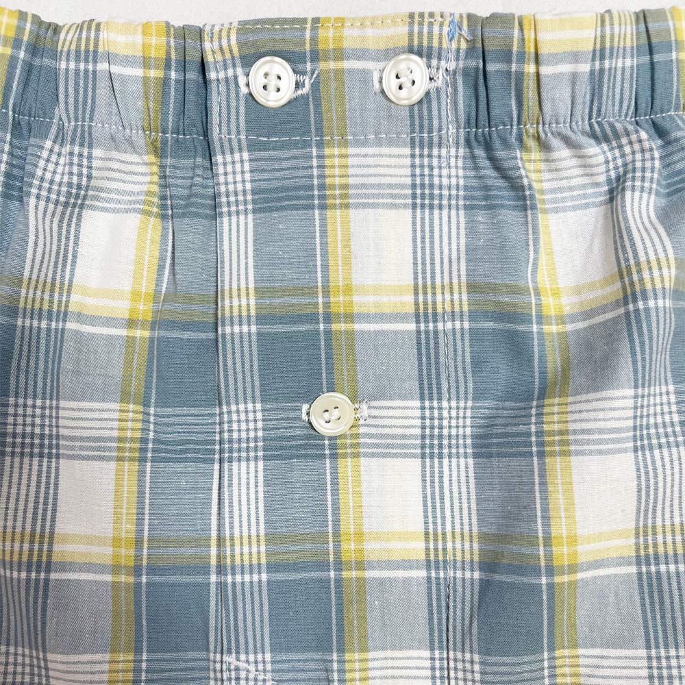 &quot;JONSI&quot; - Seafoam and Gold Plaid Boxer Short - Made In USA