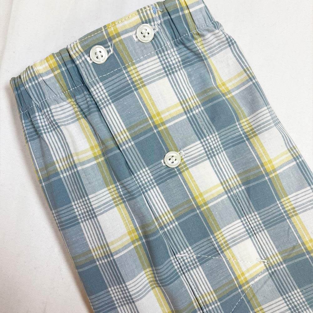 &quot;JONSI&quot; - Seafoam and Gold Plaid Boxer Short - Made In USA