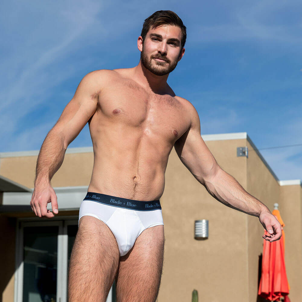 White Active Mesh Low Rise Brief Underwear - Made In USA