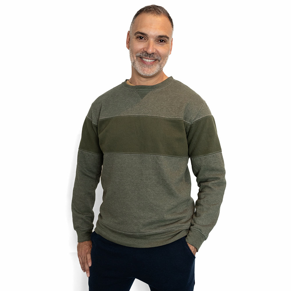 Martini Olive Green Chest Stripe Crewneck Sweatshirt