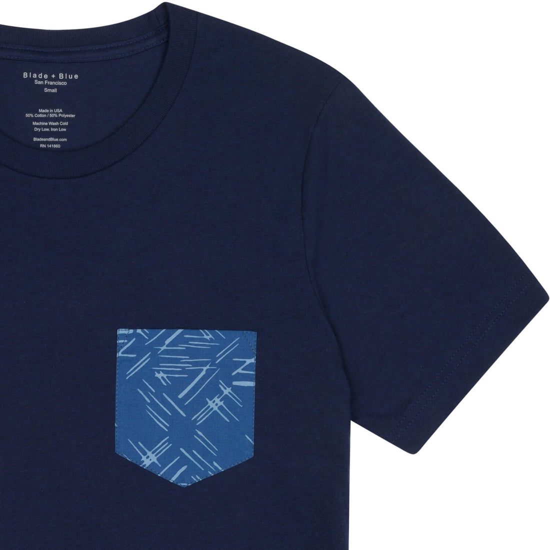 Navy With Blue Sky-Burst Pocket T-Shirt