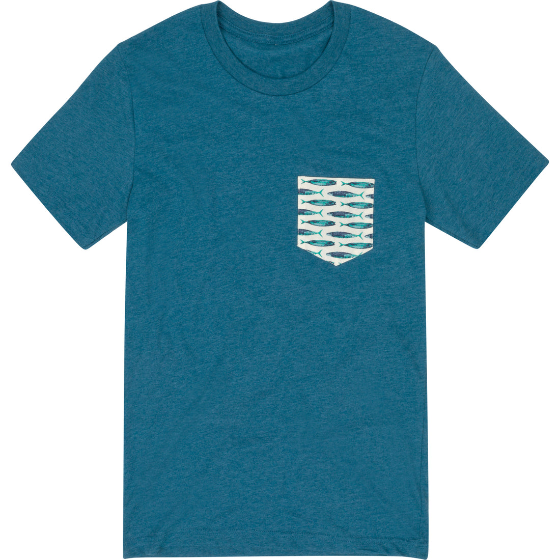 Teal Blue With Summer Fish  Pocket T-Shirt