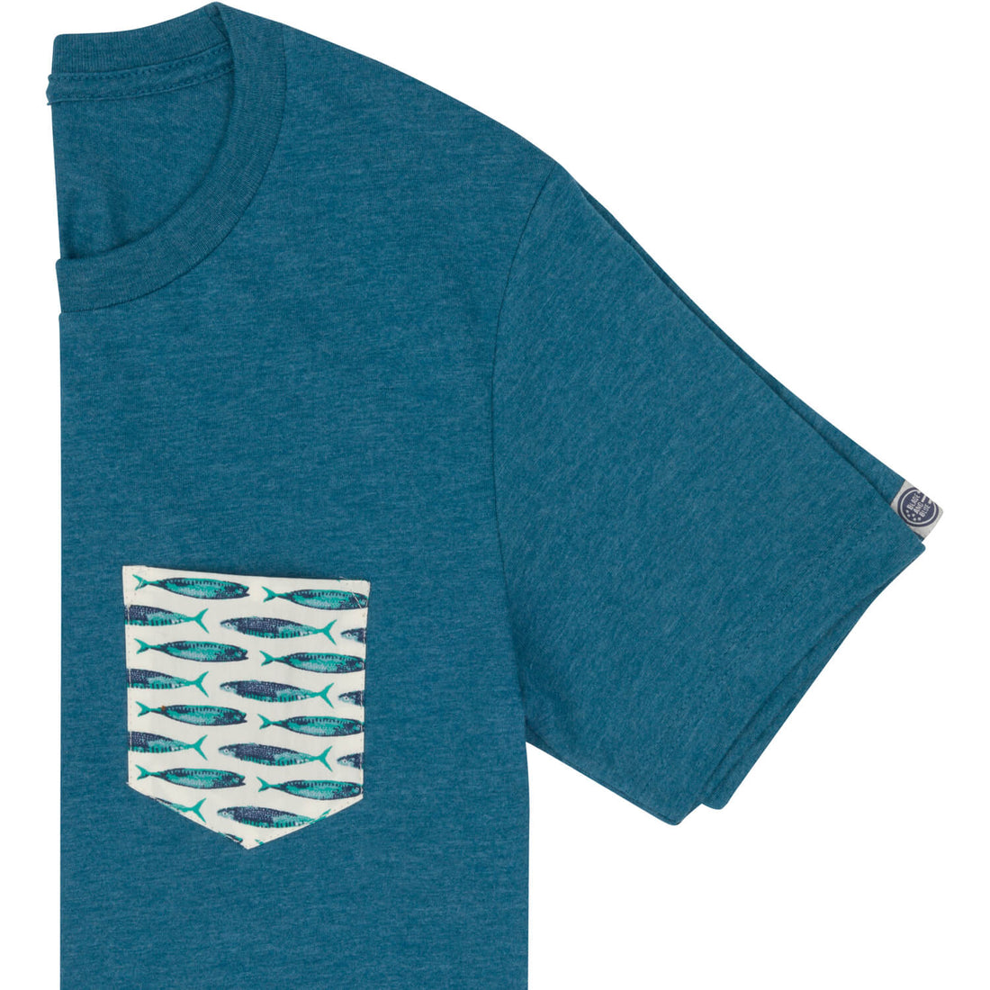 Teal Blue With Summer Fish  Pocket T-Shirt