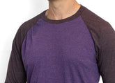 Violet Purple Heather Contrast 3/4 Raglan Sleeve Baseball Tee