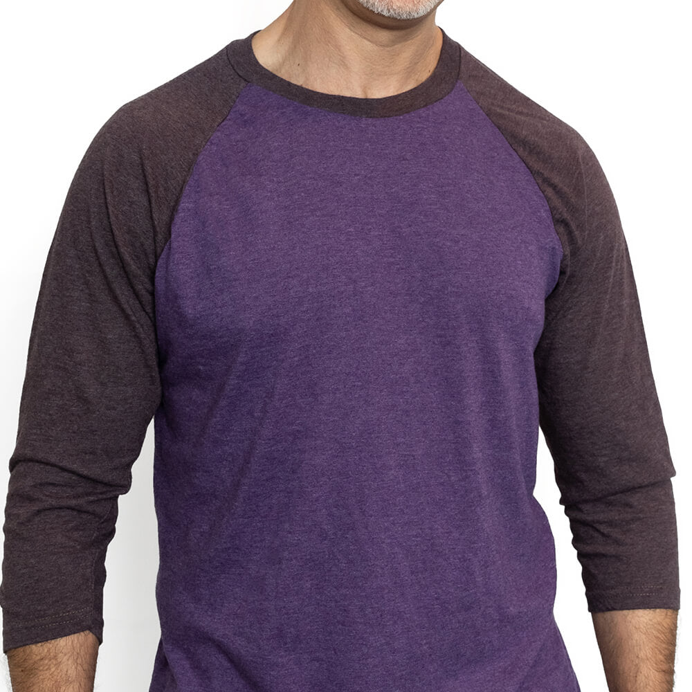 Violet Purple Heather Contrast 3/4 Raglan Sleeve Baseball Tee