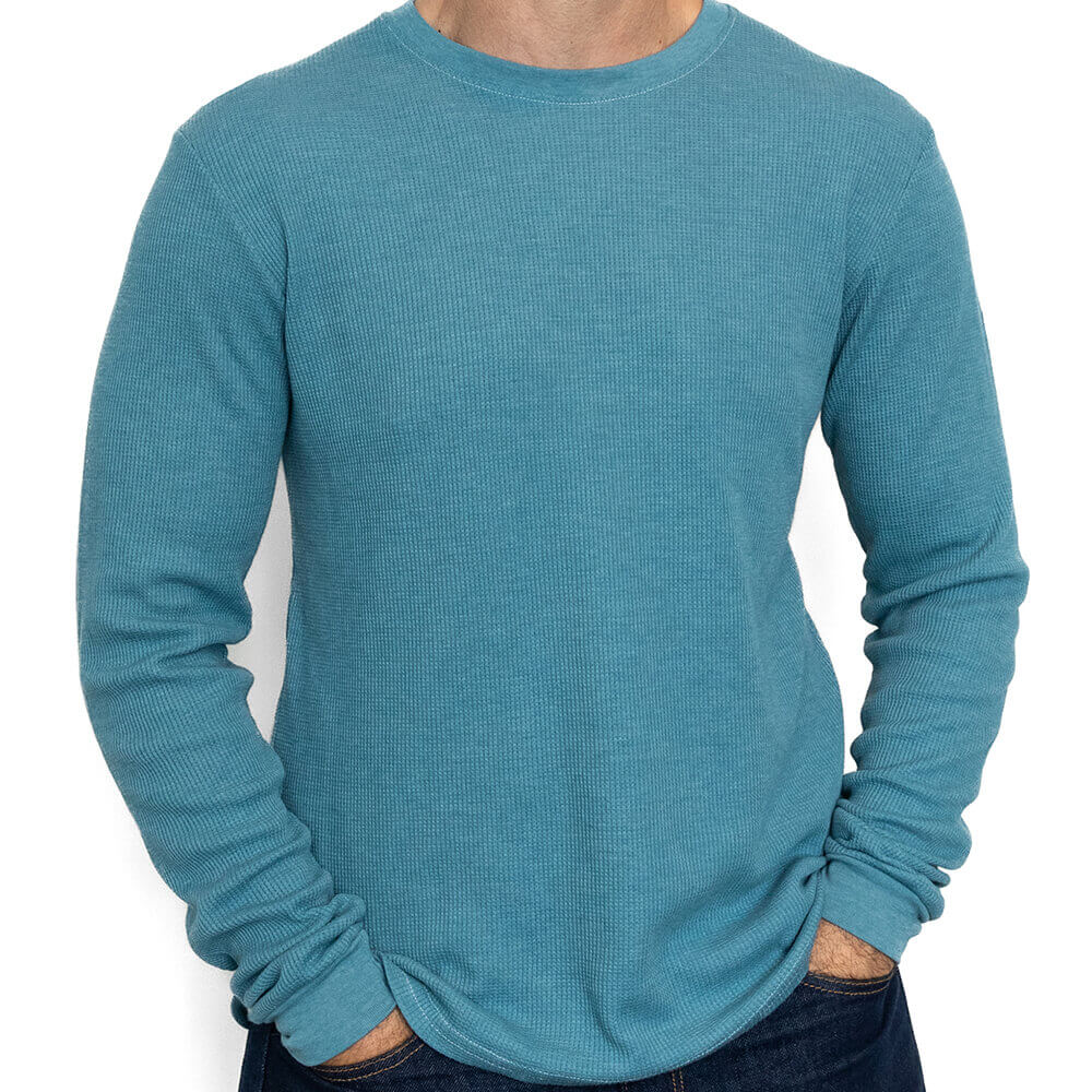 Mosaic Blue Heather Baby Thermal Long Sleeve Shirt