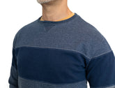 Denim Blue Chest Stripe Crewneck Sweatshirt