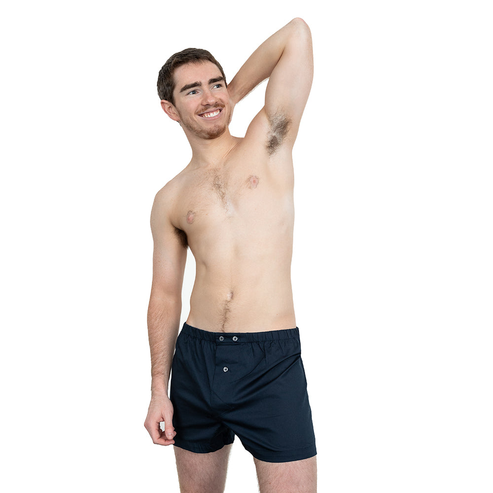 “BLADE&quot; - Solid Navy Blue Slim-Cut Boxer Short - Made In USA