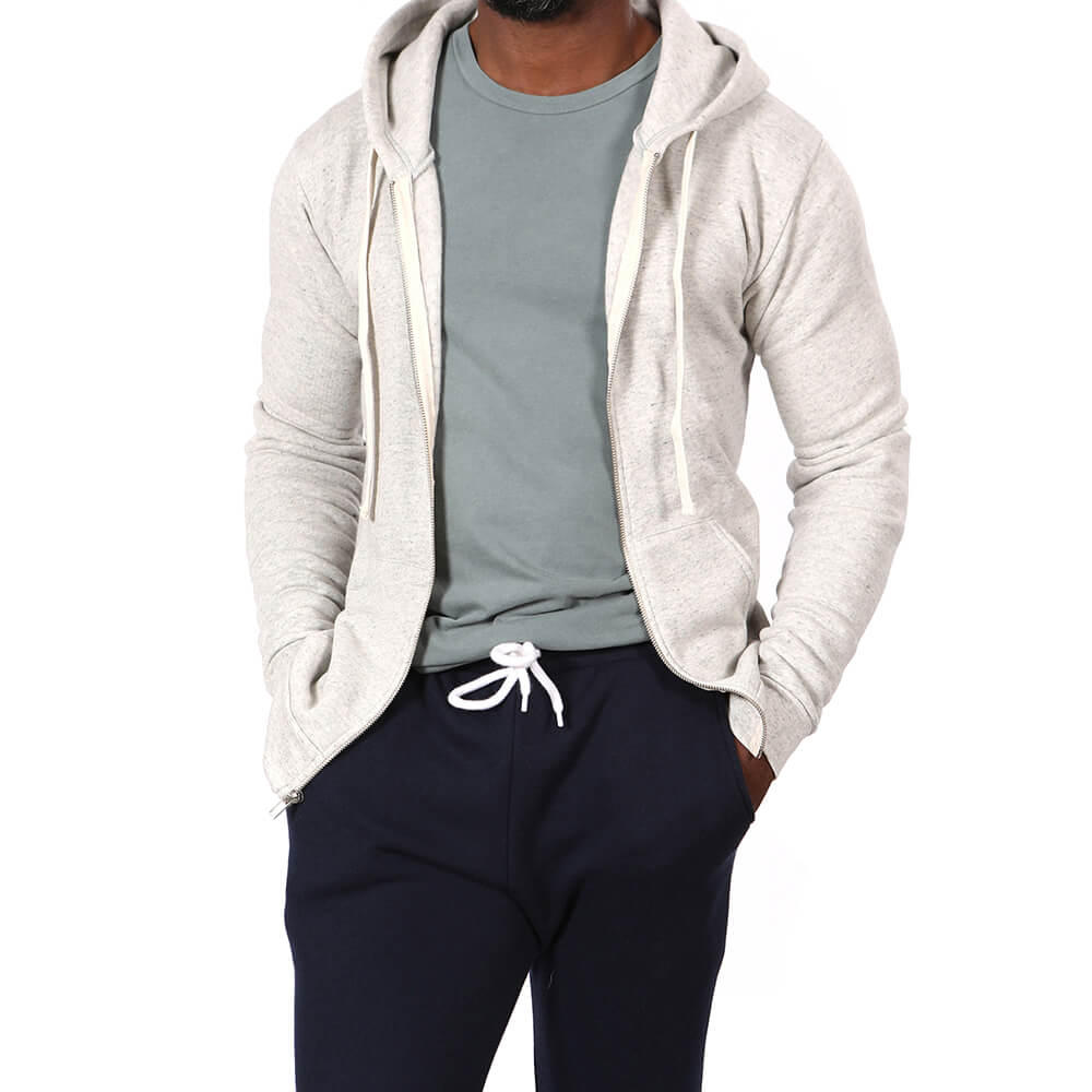 White Heather Salt &amp; Pepper Full Zip Hoodie