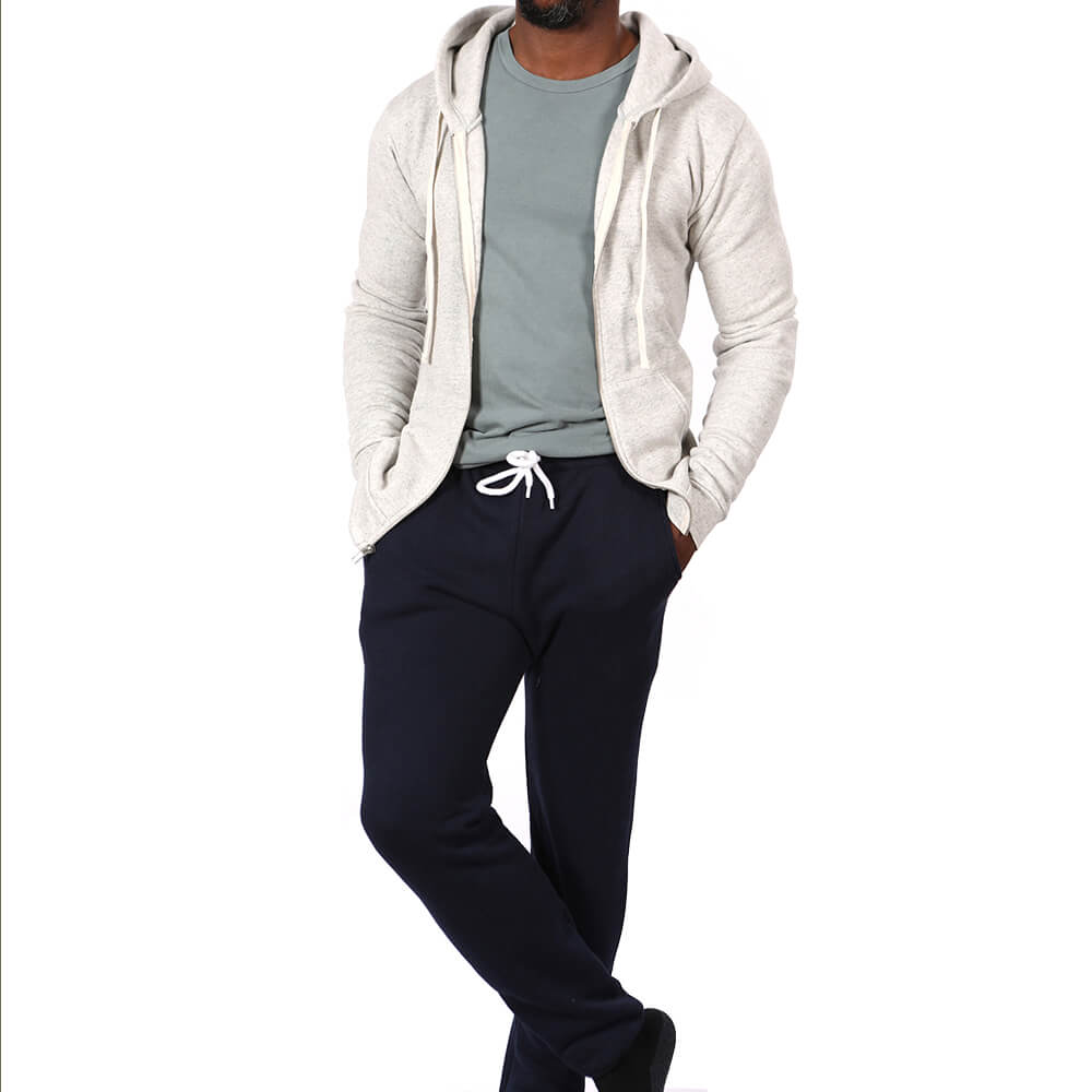 White Heather Salt &amp; Pepper Full Zip Hoodie