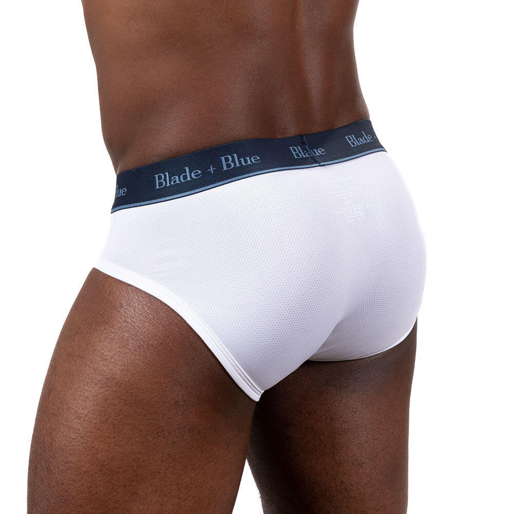 White Active Mesh Low Rise Brief Underwear - Made In USA