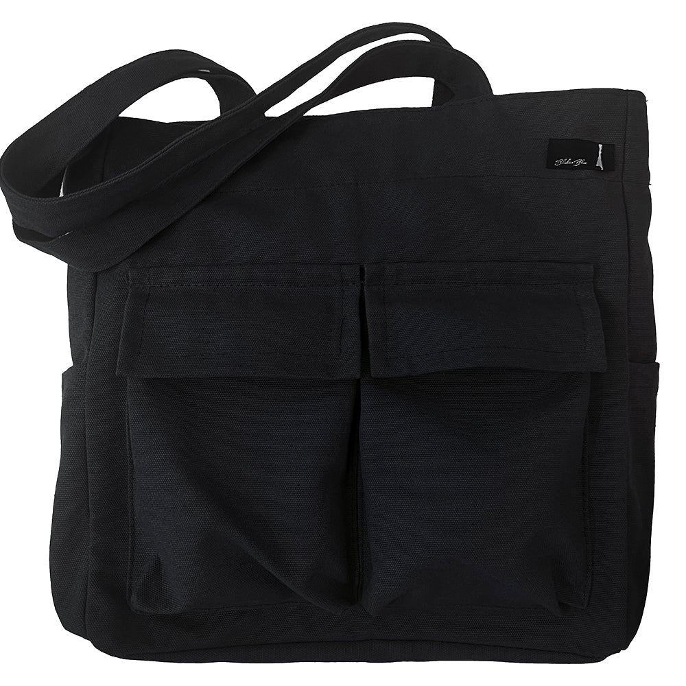 Cargo Tote in Black Cotton Canvas