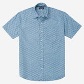 BEAU Short Sleeve Shirt in Inky Blue Japanese Wave Print