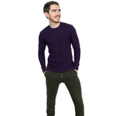 Black Cherry Purple Organic Cotton Blend Waffle Stitch Thermal Shirt