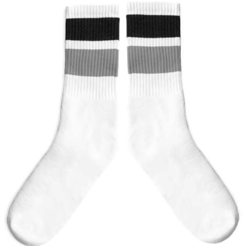 White Black Grey Active Stripe Socks