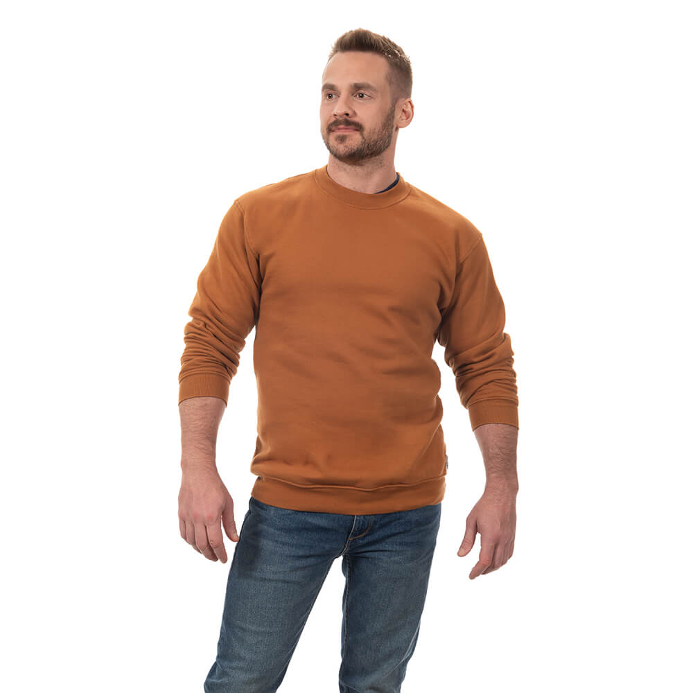 Camel Heavy Weight Worker-Wear Inspired Cotton Crewneck Sweatshirt - Made in USA