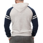 White Heather & Navy Varsity Stripe Popover Hoodie