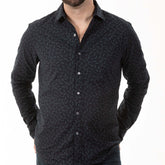 GOODEN Long Sleeve Shirt in Tonal Navy Dragonfly Print