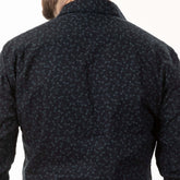 GOODEN Long Sleeve Shirt in Tonal Navy Dragonfly Print