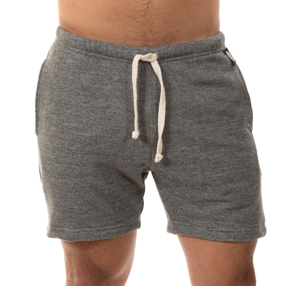 Grey Heather French Terry 6&quot; Varsity Sweat Shorts - Made In USA