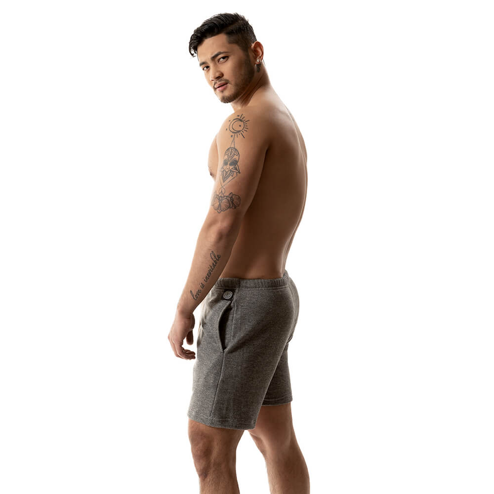 Grey Heather French Terry 6&quot; Varsity Sweat Shorts - Made In USA