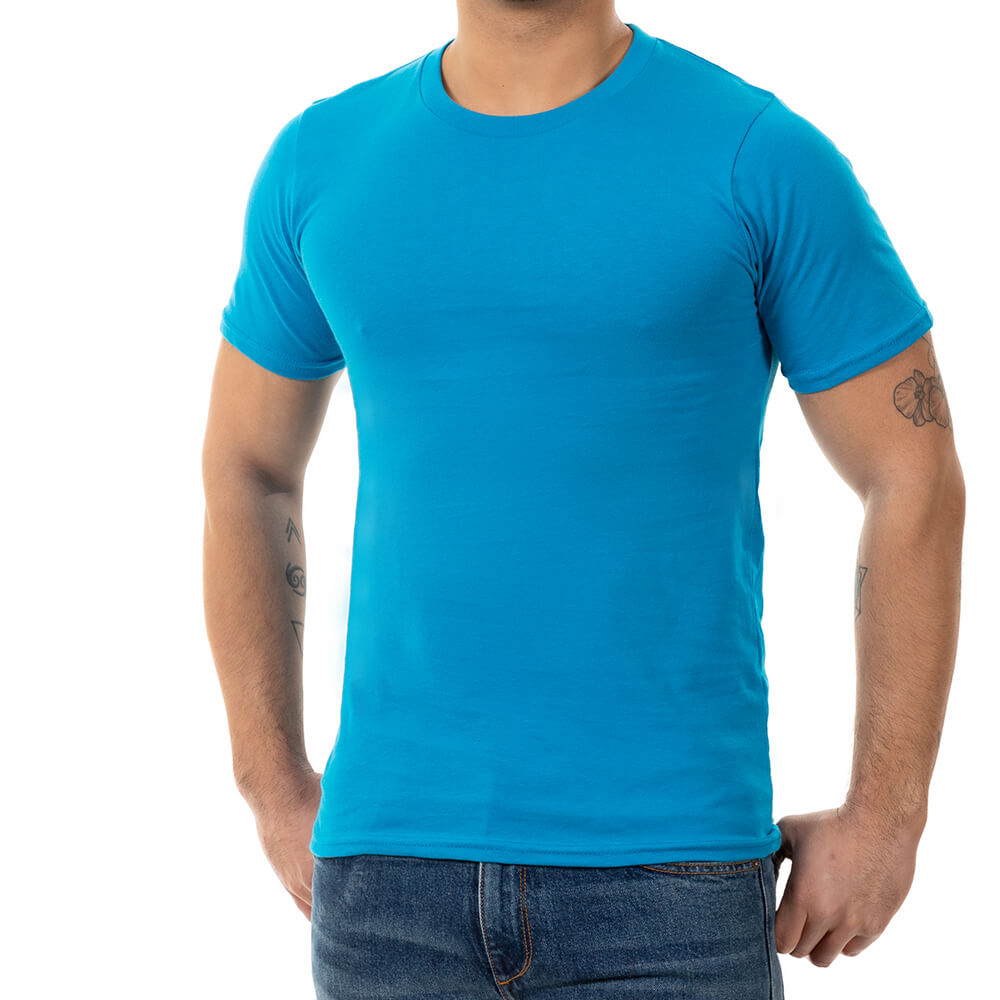 Aqua Blue Cotton T-Shirt