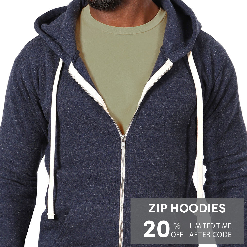 Navy Blue Marled Heather Full Zip Hoodie