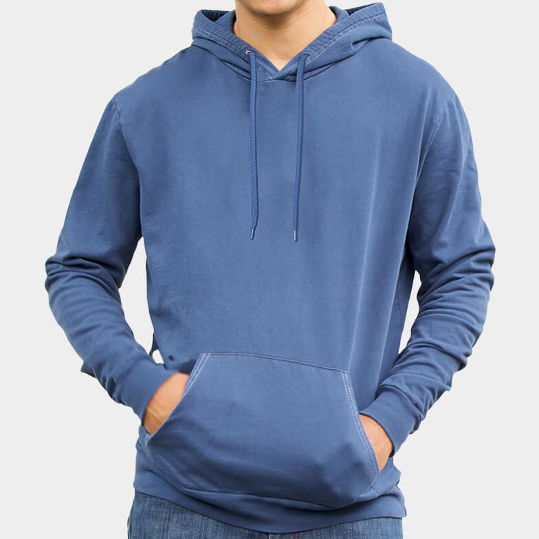 Pigment Dyed Lightweight Cotton Popover Hood in Indigo