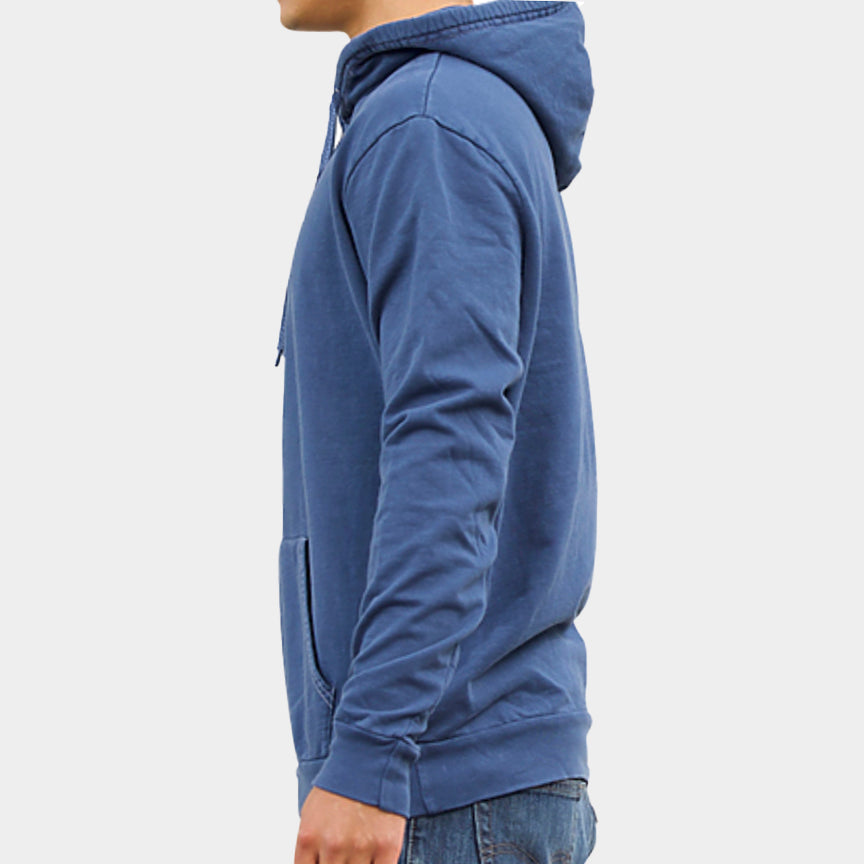 Pigment Dyed Lightweight Cotton Popover Hood in Indigo