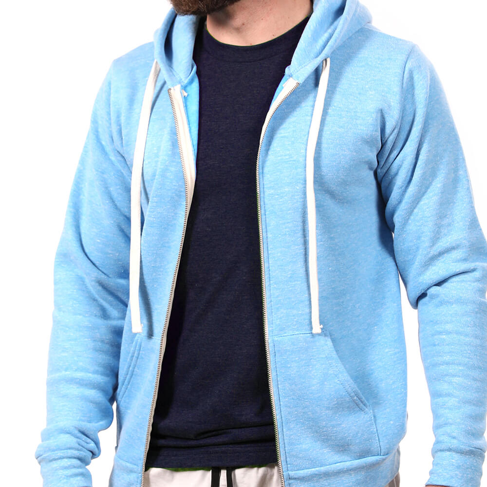 Sky Blue Heather Full Zip Hoodie