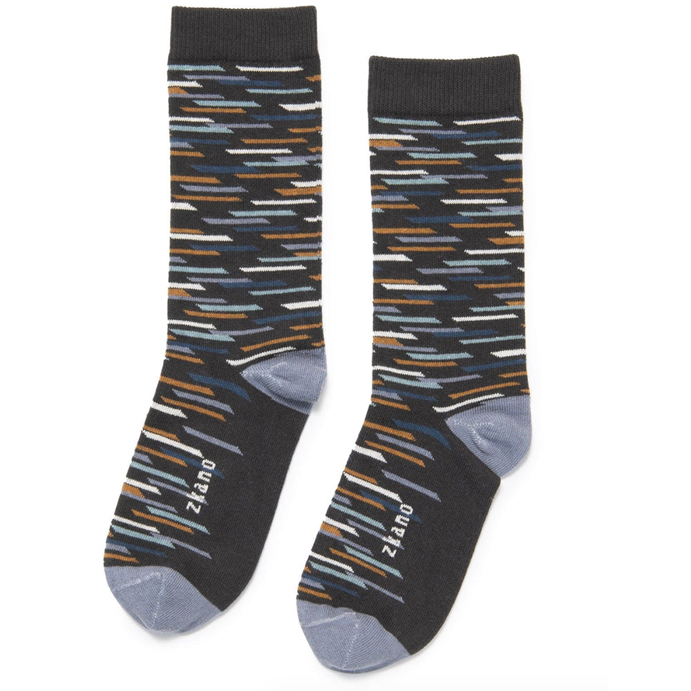 Asphalt Broken Stripe Crew Sock - Made In USA by Zkano