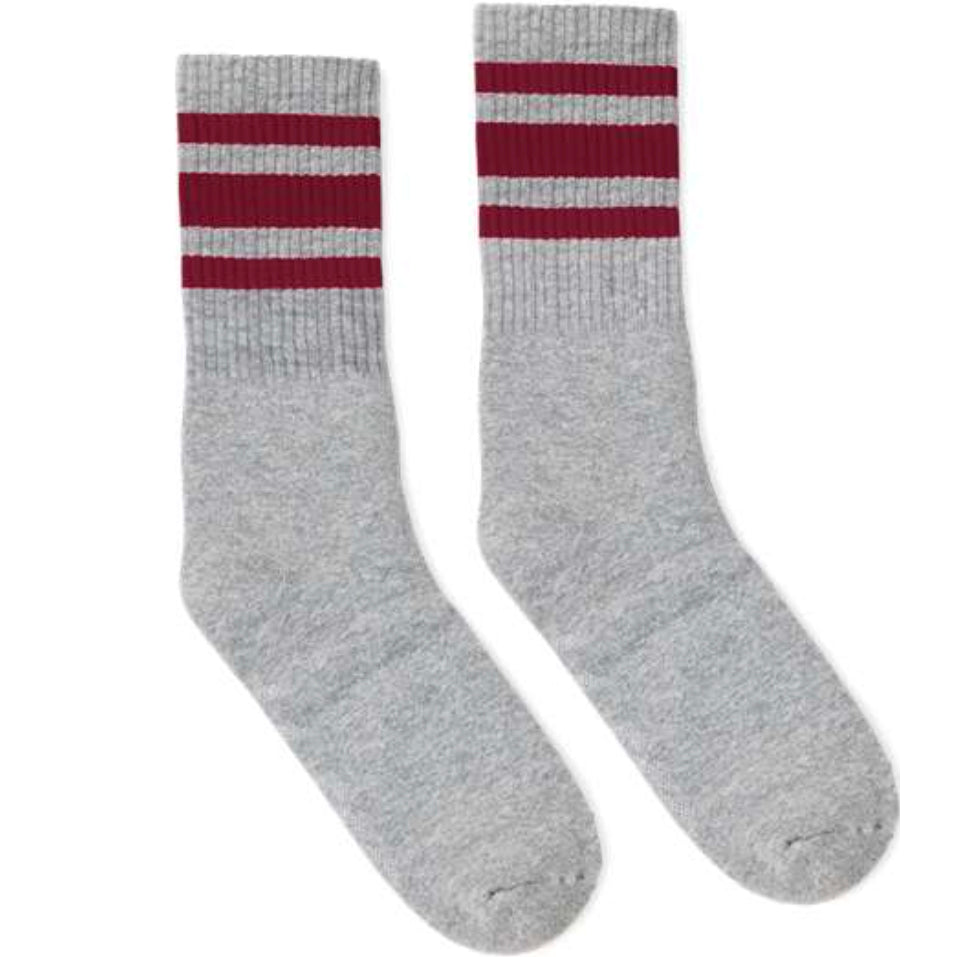 Grey and Maroon StripeSocks