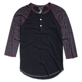 Burgundy & Cranberry Contrast 3/4 Raglan Sleeve Henley - Made In USA