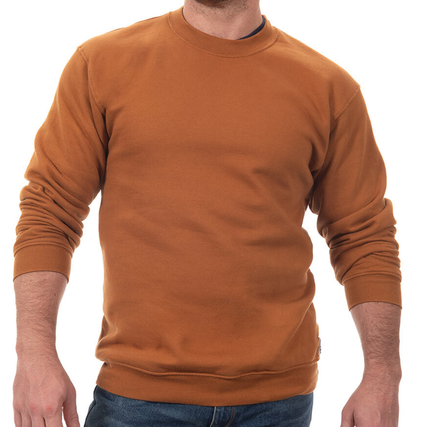 Camel Heavy Weight Worker-Wear Inspired Cotton Crewneck Sweatshirt - Made in USA