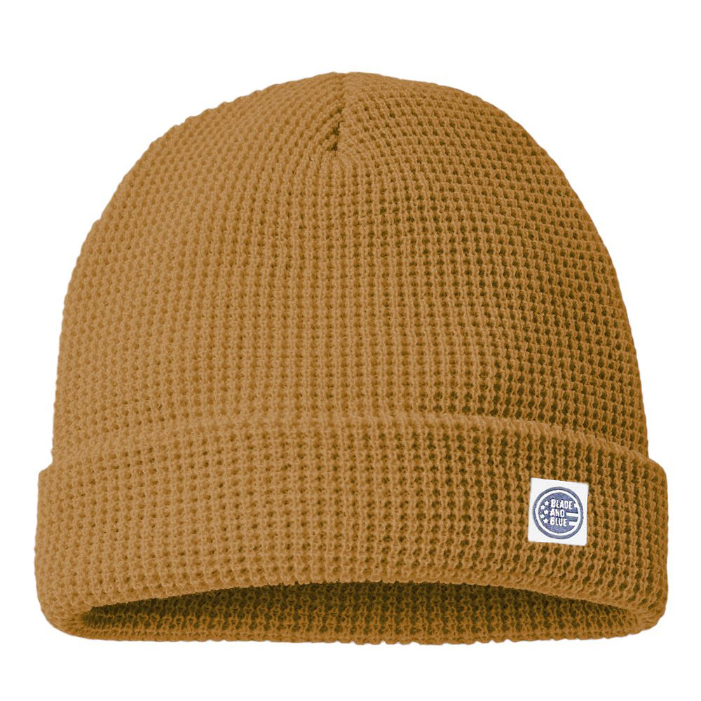 Camel Waffle Knitted Beanie Cap