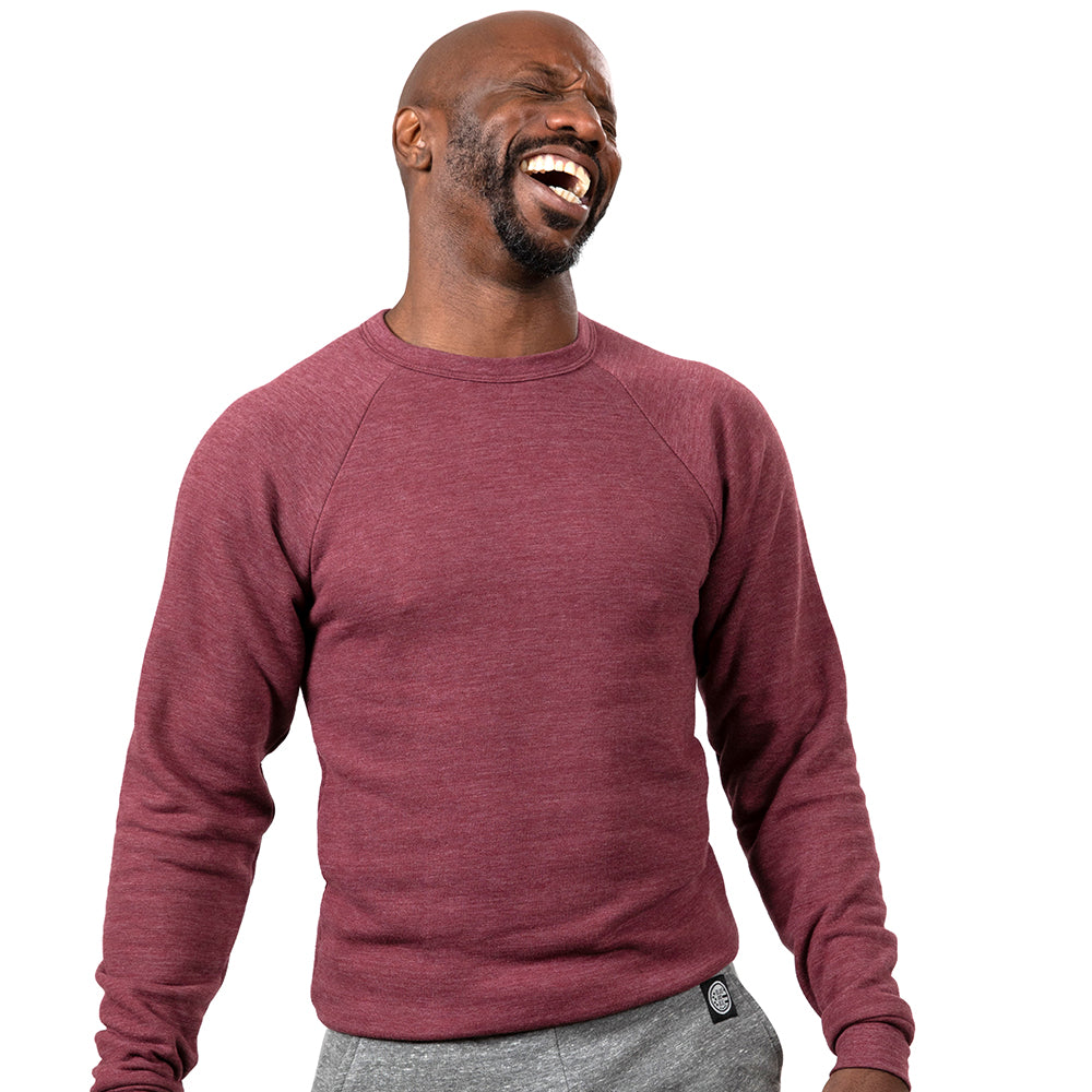 Burgundy Heather Tri-Blend Raglan Sleeve Crewneck Sweatshirt