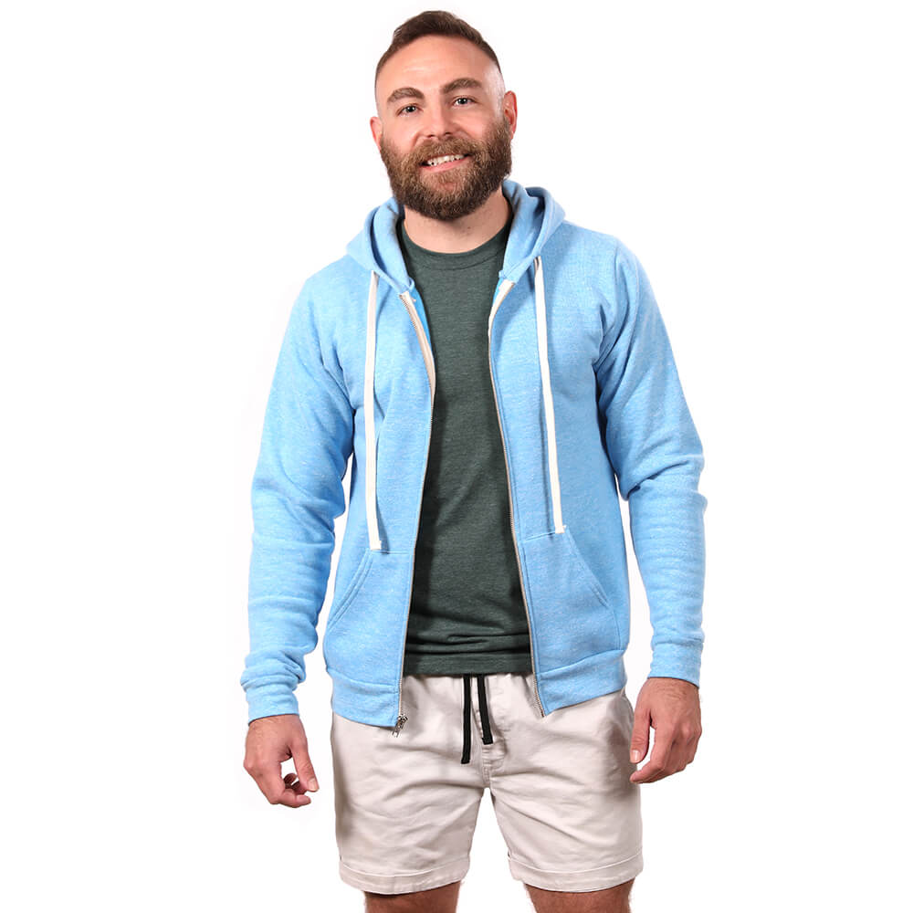 Sky Blue Heather Full Zip Hoodie