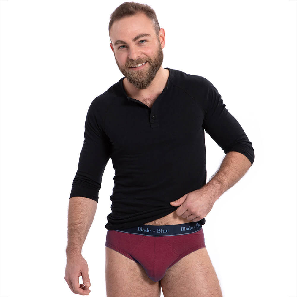 Burgundy Low Rise Brief Underwear - Made In USA