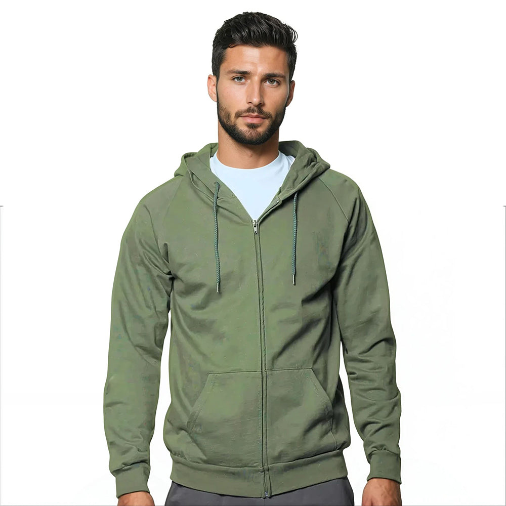 Organic Cotton lightweight Jersey Hood Martini Olive