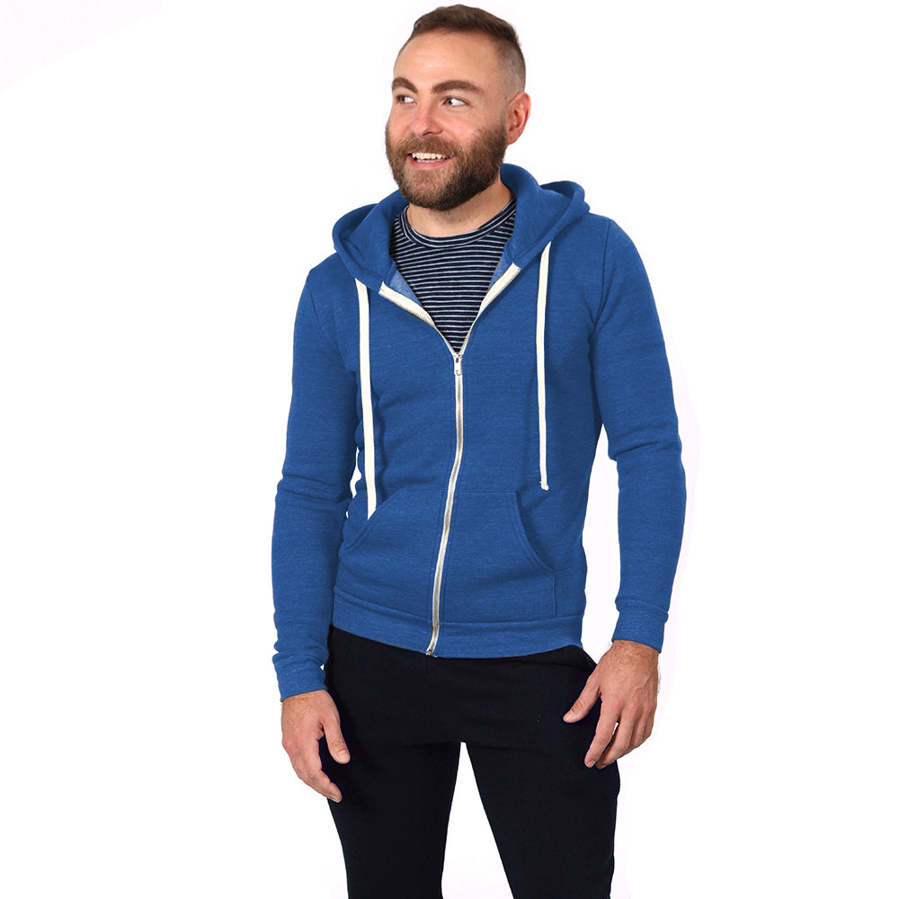 Royal Blue Marled Heather Full Zip Hoodie