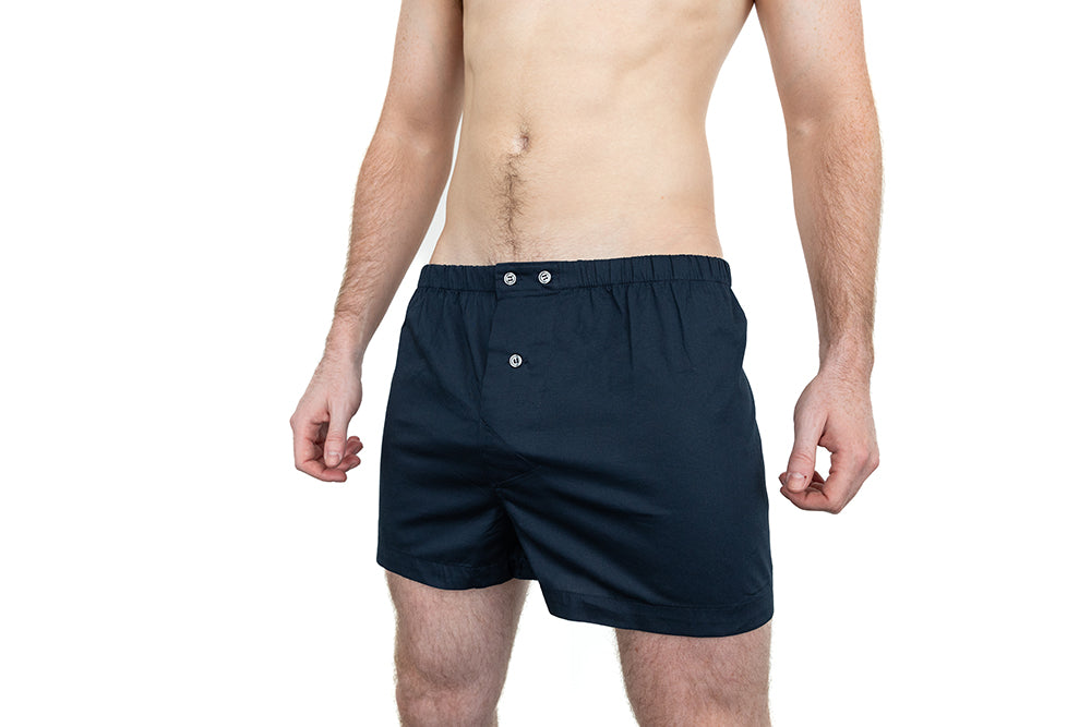 “BLADE&quot; - Solid Navy Blue Slim-Cut Boxer Short - Made In USA