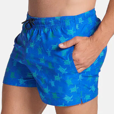 3&quot; Inseam Swim Trunk in Blue Green Turtles Print