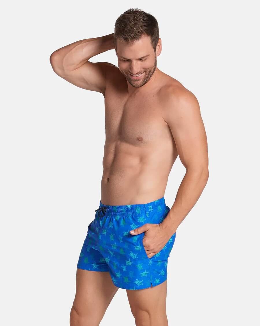 3&quot; Inseam Swim Trunk in Blue Green Turtles Print