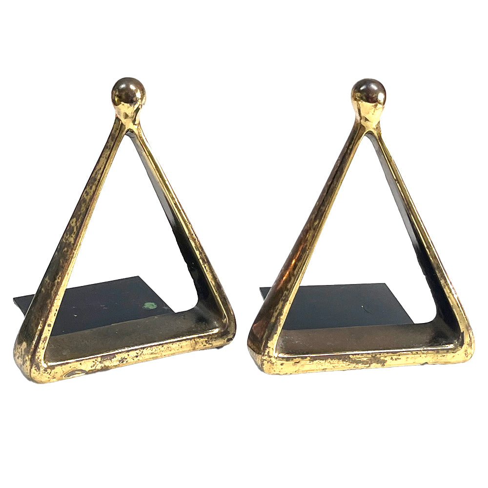 Vintage Ben Seibel for Jenfred Ware Brass Triangular Bookends