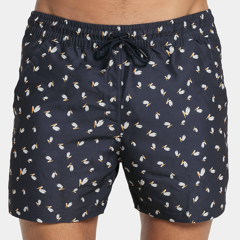 5&quot; Inseam Swim Trunk in Navy Blue Pelican Print