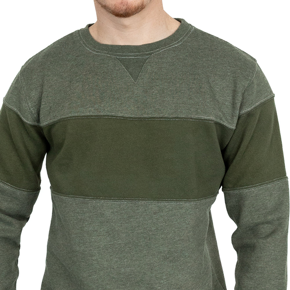 Martini Olive Green Chest Stripe Crewneck Sweatshirt