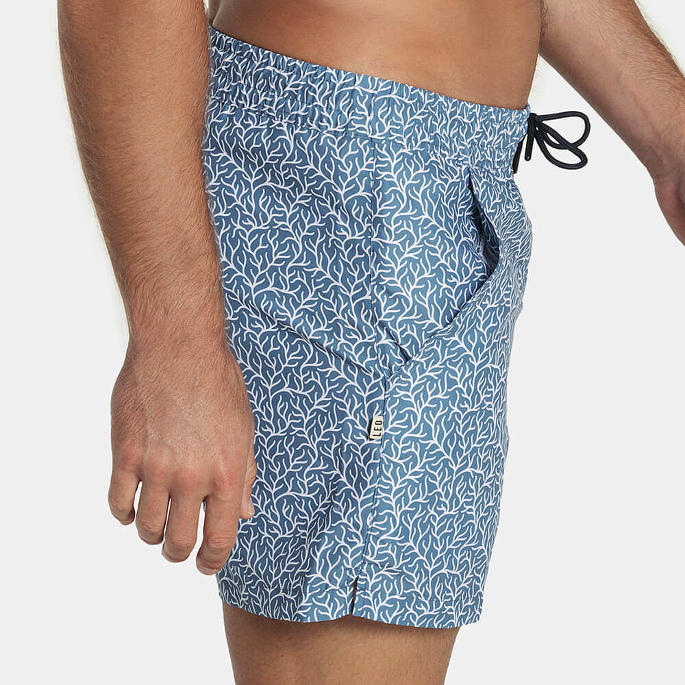 5&quot; Inseam Swim Trunk in Light Blue Coral Print